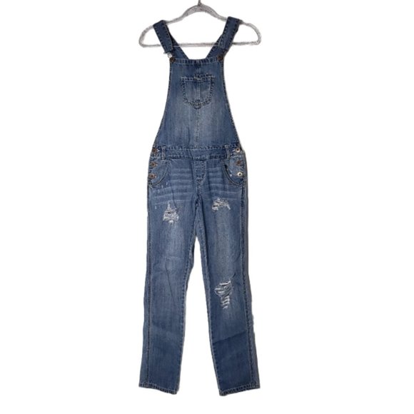 American Rag Denim - AMERICAN RAG DESTROYED DENIM JEAN OVERALLS JUNIOR'S SIZE 3